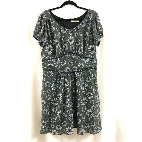 eshakti Dresses & Skirts - Wayward Fancies eShakti Custom Dress A Line Floral Daisies Olive Green XL/16